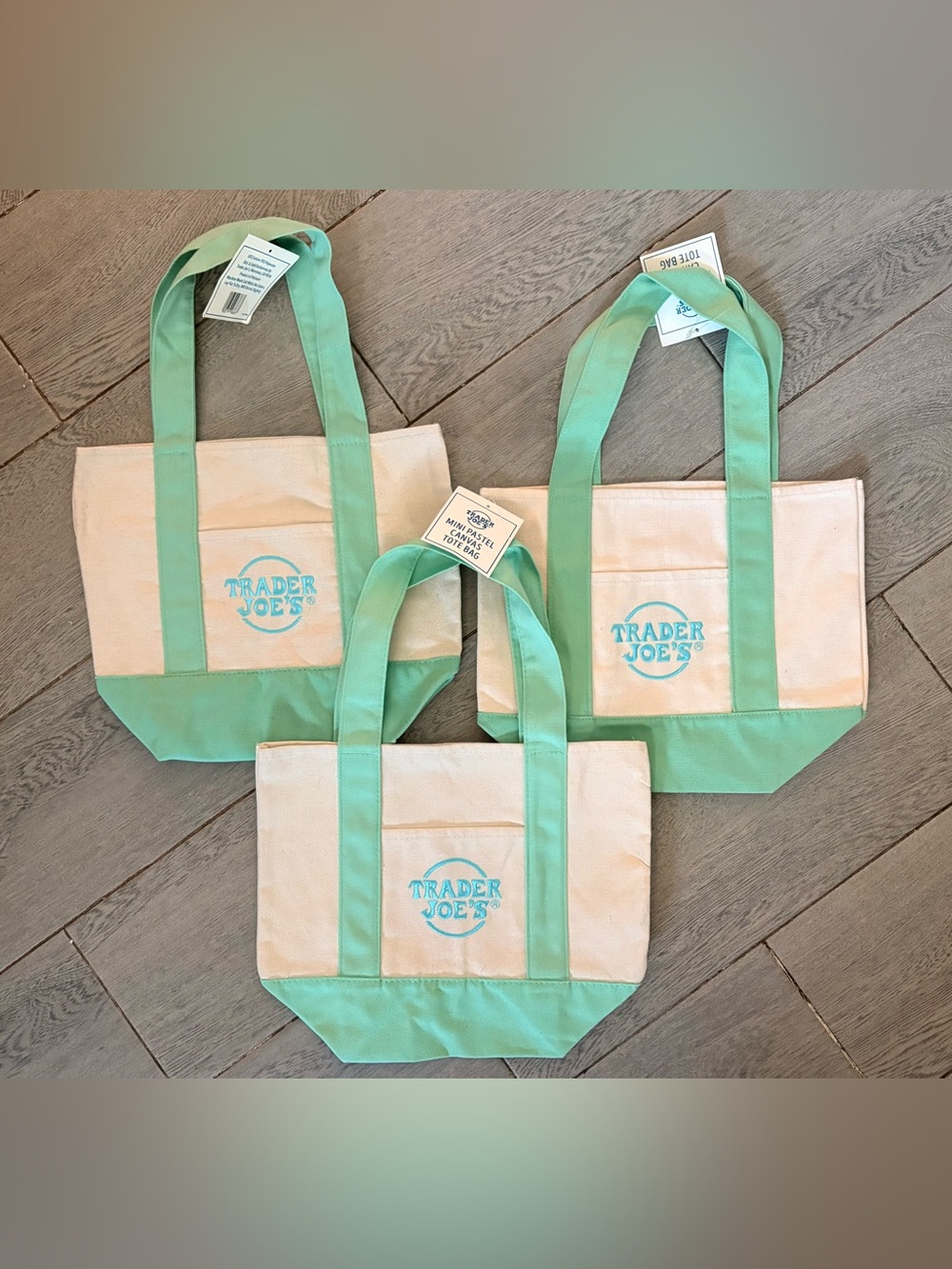 Trader Joe’s - Mini Spring Pastel Tote Bags - Set of 3 in Light Green